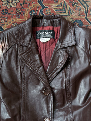 70s Fur Collar Leather Trench | S