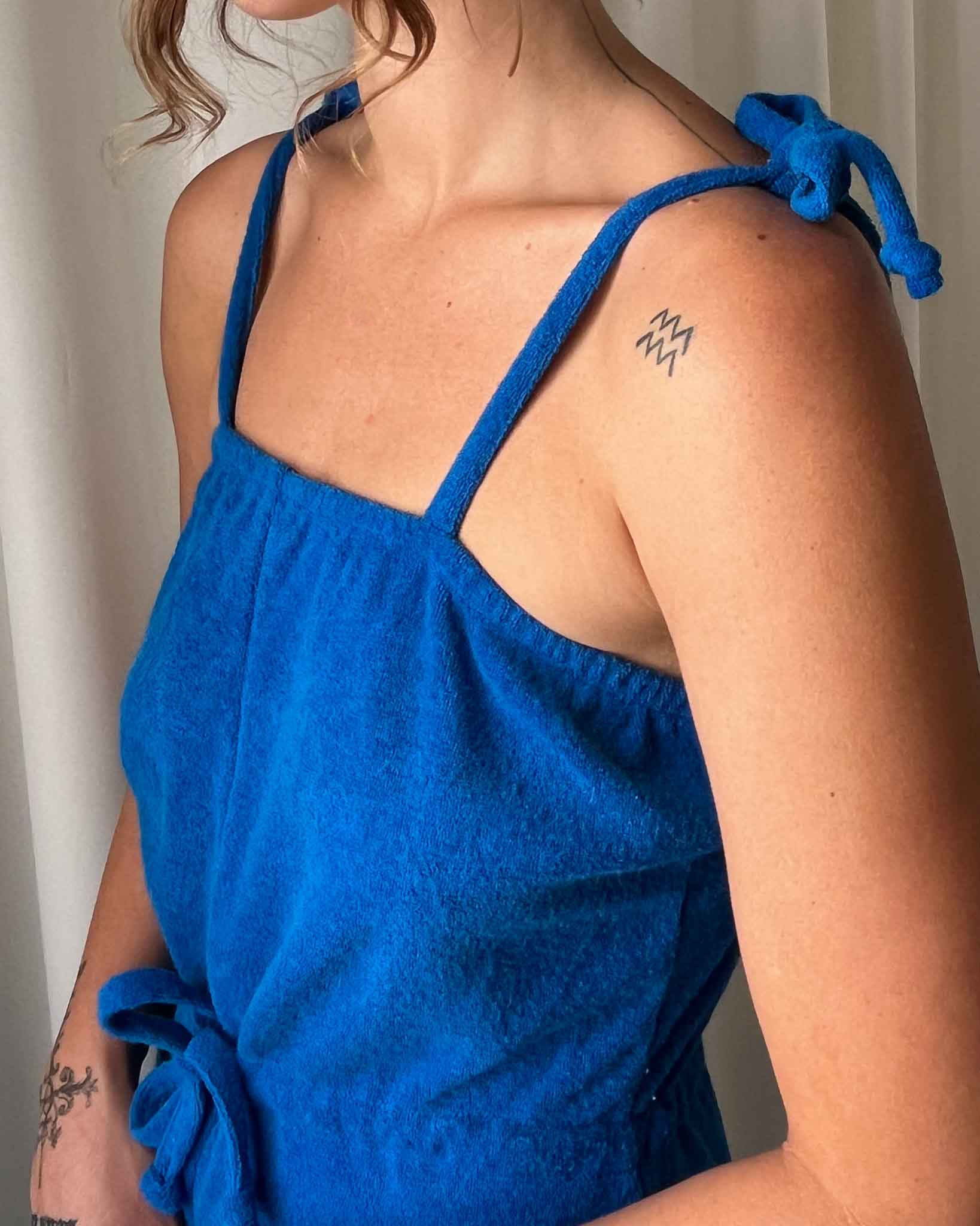 70s Blue Terrycloth Jumpsuit | S-M