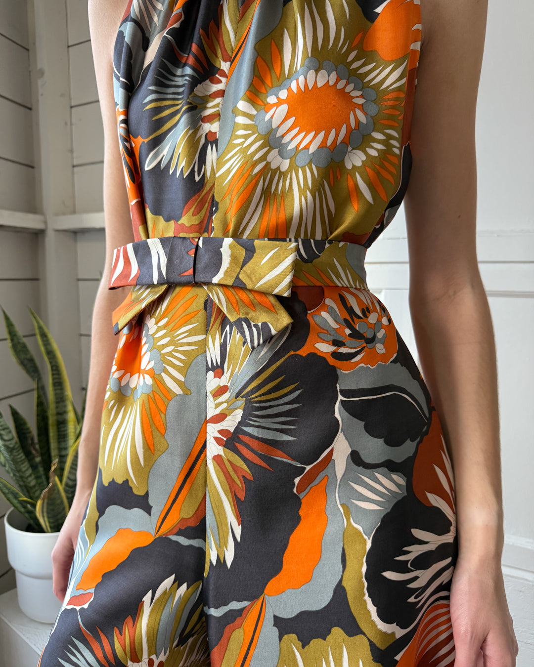 70s Silk Palazzo Jumpsuit | L