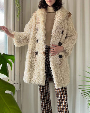 60s Curly Lamb Fur Coat
