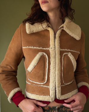 70s Sheepskin Shearling Jacket | S