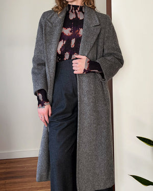 70s Tailored Gray Wool Coat | S-M