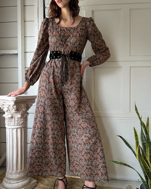 70s Paisley Palazzo Jumpsuit | M