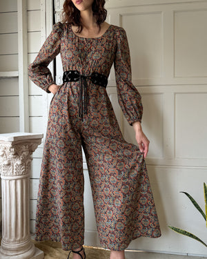 70s Paisley Palazzo Jumpsuit | M