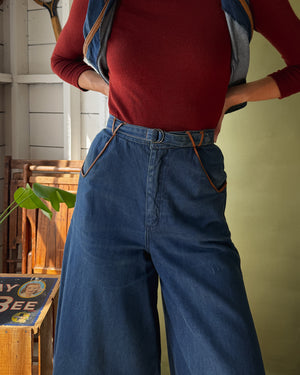 70s Denim Culottes & Vest Set | S