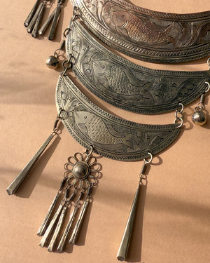 70s Etched Fish Hmong Necklace