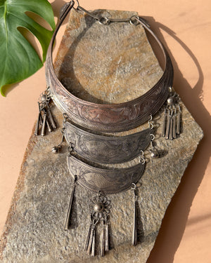 70s Etched Fish Hmong Necklace