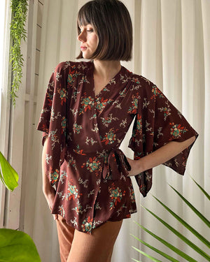 70s Kimono Sleeve Wrap Top