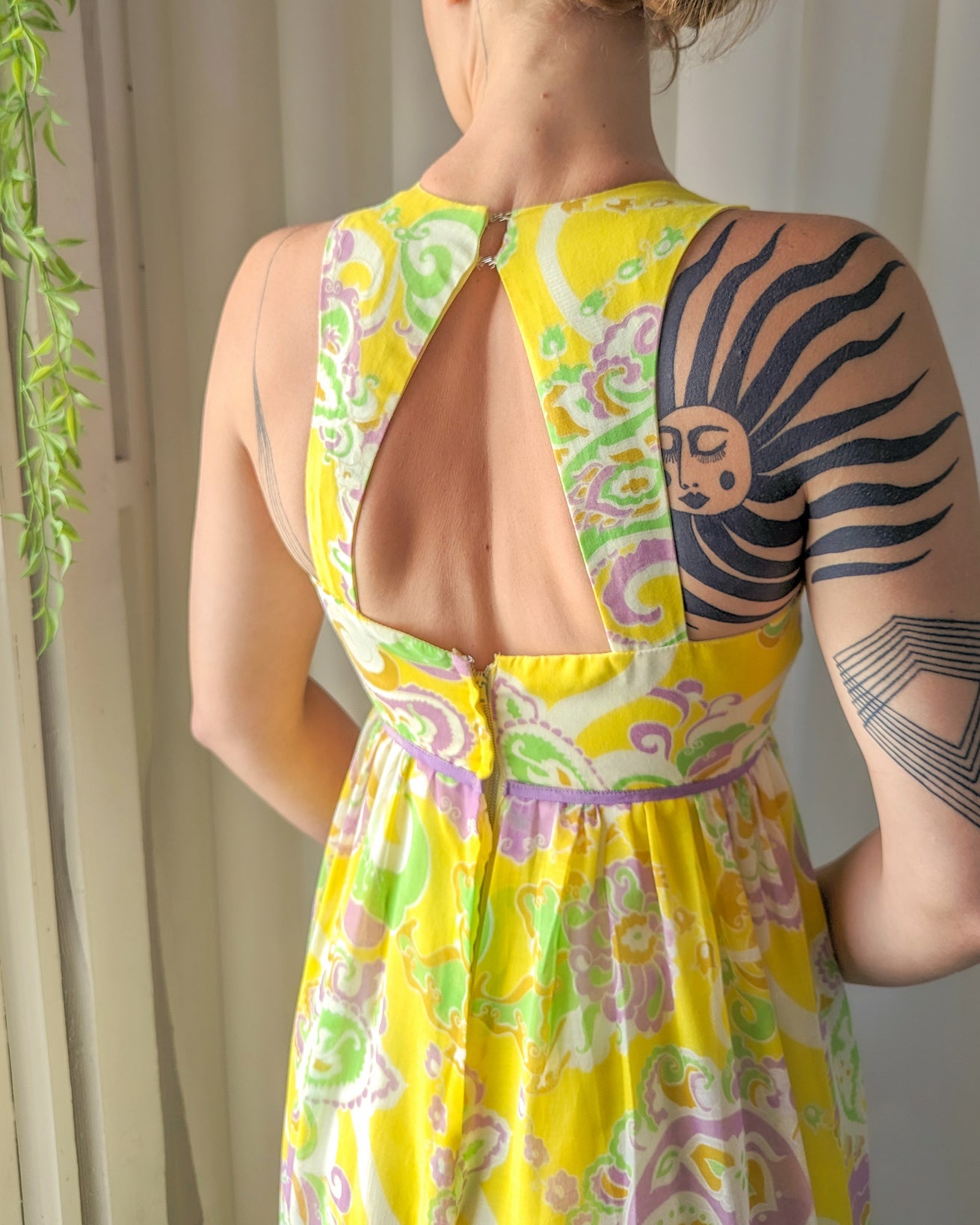 60s Psychedelic Paisley Maxi Dress | S