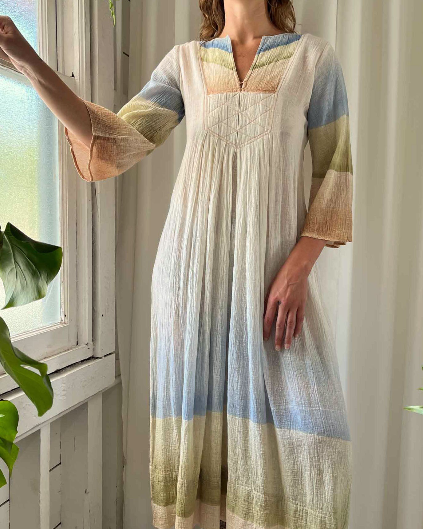 70s Ombre Gauze Caftan | S-M - Lucky Vintage