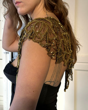 70s Gold Beaded Shawl