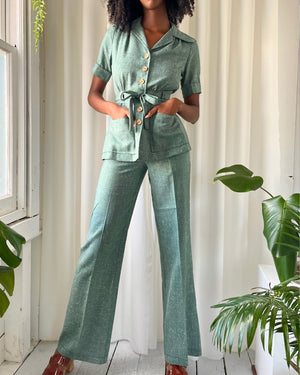 70s Belted Top & Pants Ensemble - Lucky Vintage