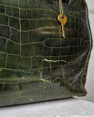 70s Green Croc Embossed Handbag