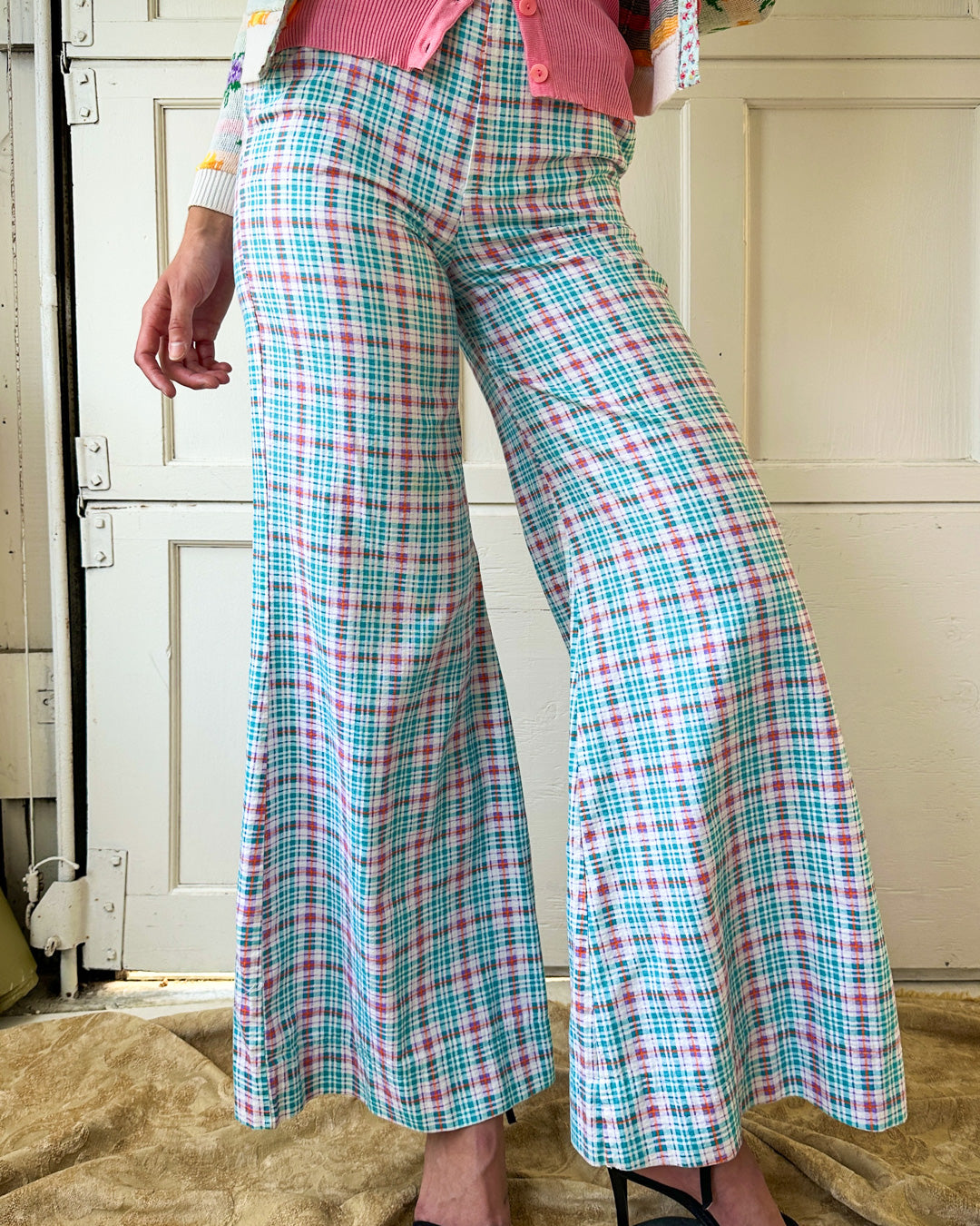 70s Plaid Bellbottoms | S