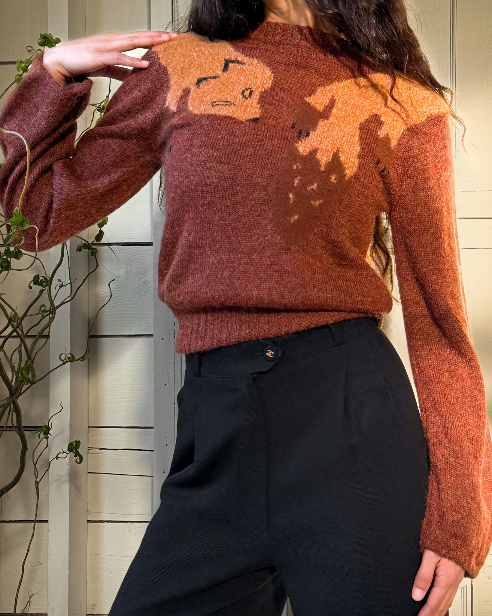 70s Krizia Fox Stole Sweater | S