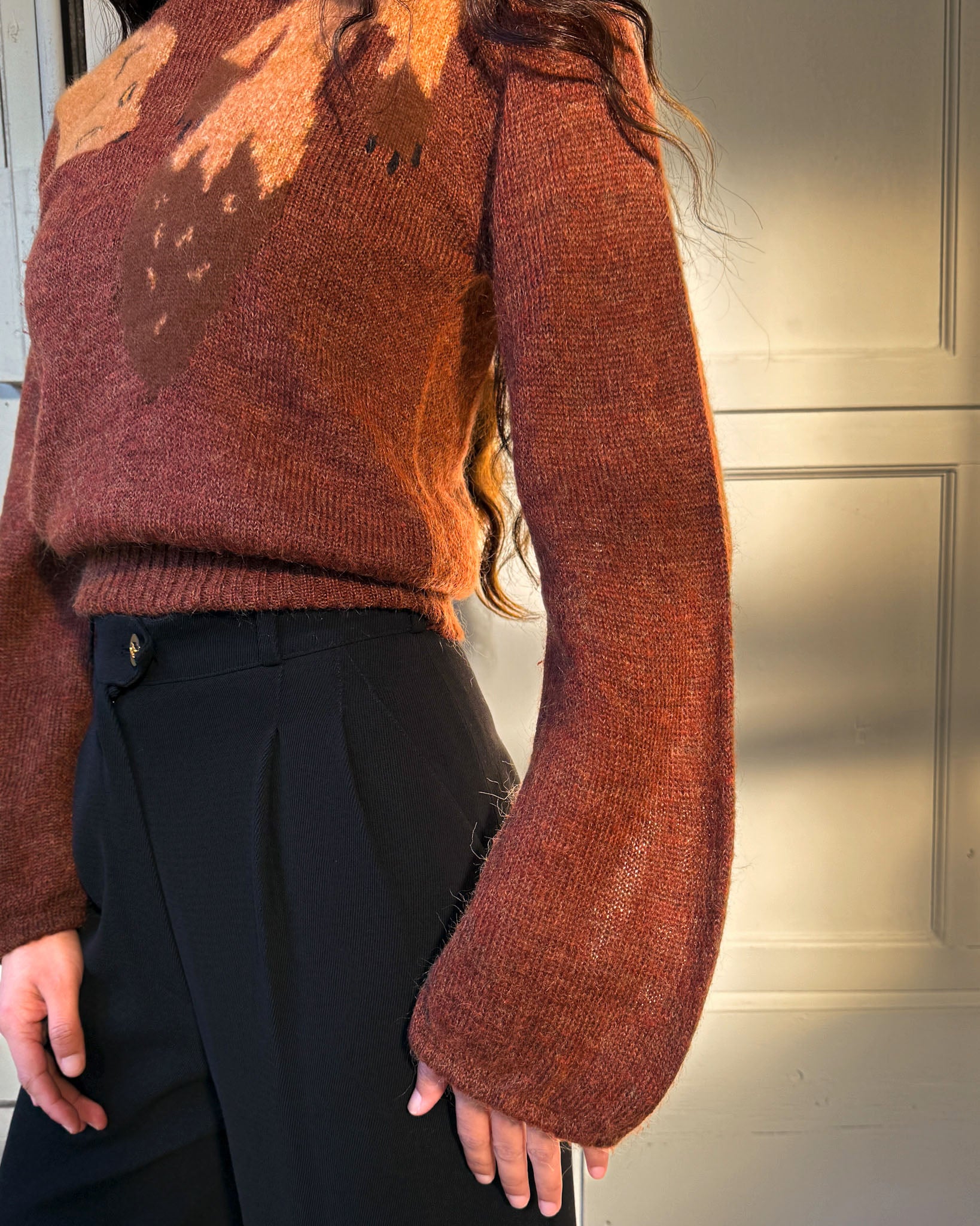 70s Krizia Fox Stole Sweater | S