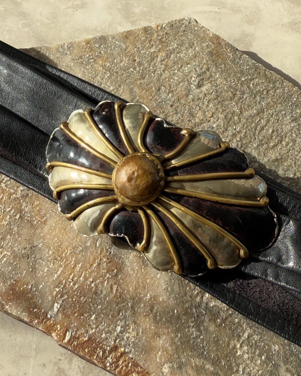 70s Brutalist Mixed Metal Belt