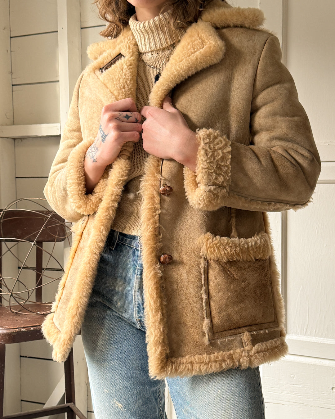 70s Rancher Shearling Winter Jacket | M