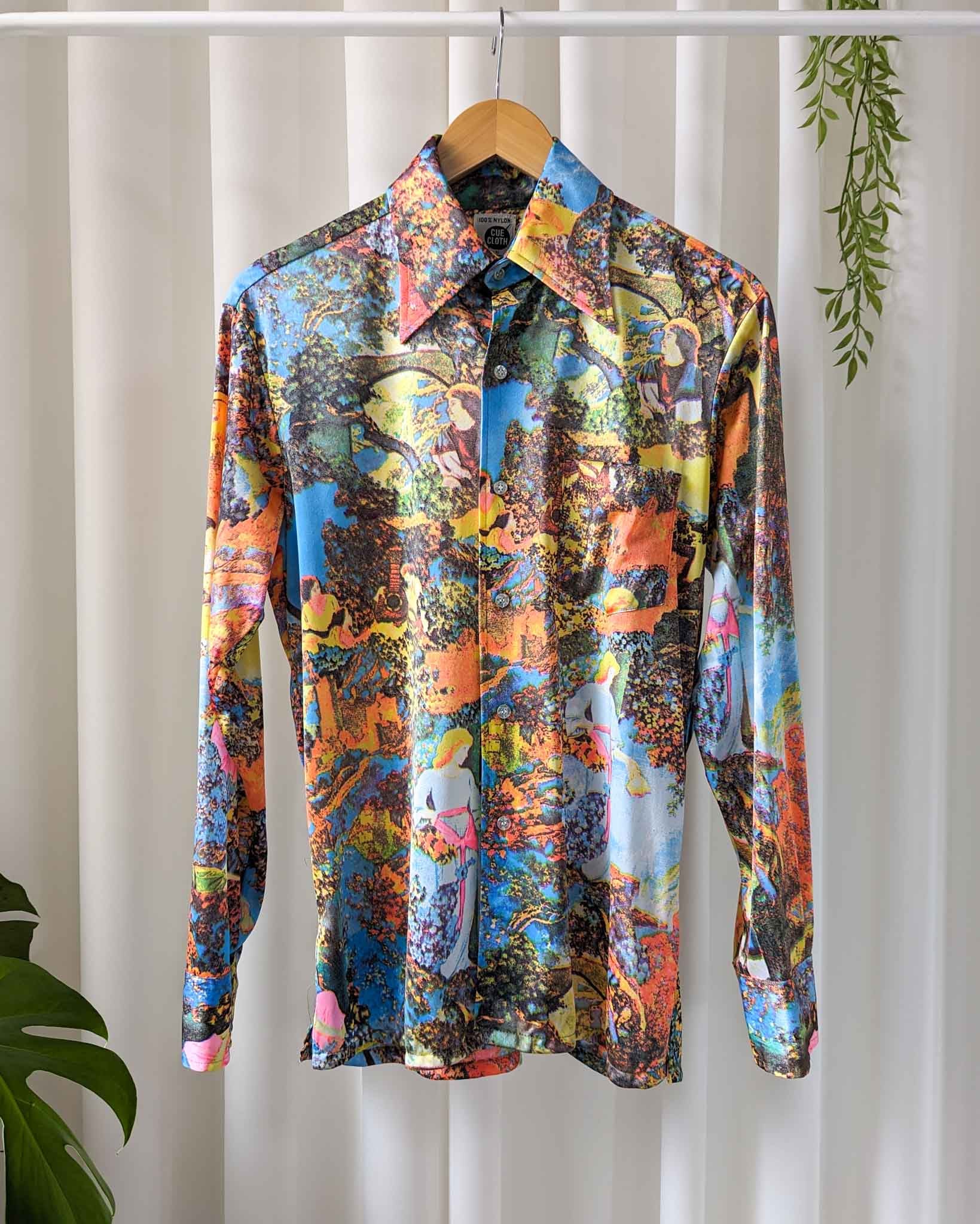 70s Psychedelic Garden Novelty Print Shirt