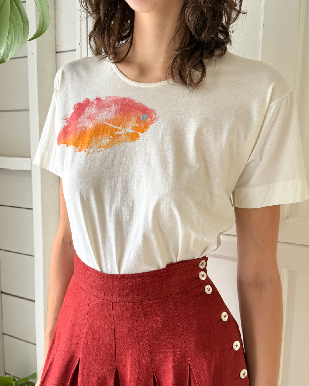 70s Hand Painted Fish T-Shirt | S