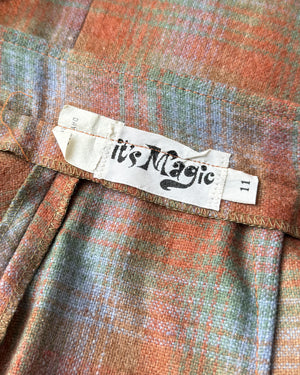 70s Plaid Wool Culottes | S