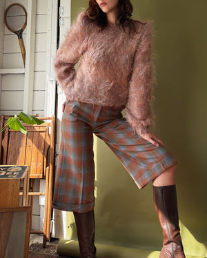 70s Plaid Wool Culottes | S