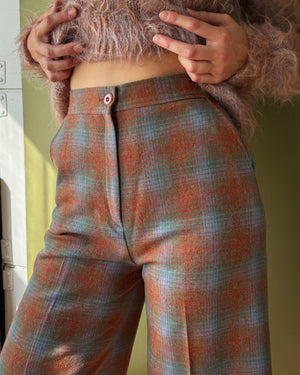 70s Plaid Wool Culottes | S