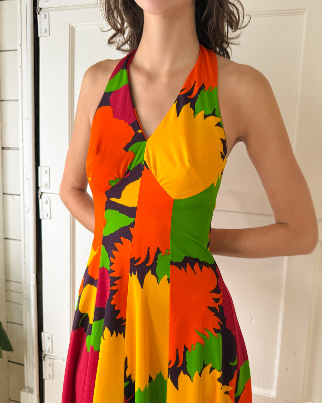 70s Halter Maxi Dress | S