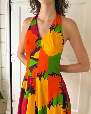70s Halter Maxi Dress | S