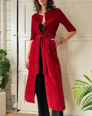 70s Belted Maxi Jacket | XS-S