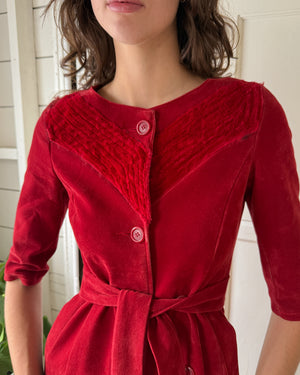 70s Belted Maxi Jacket | XS-S