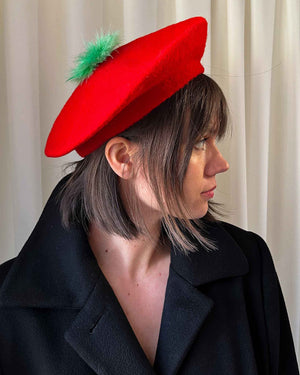 60s Wool & Feather Beret