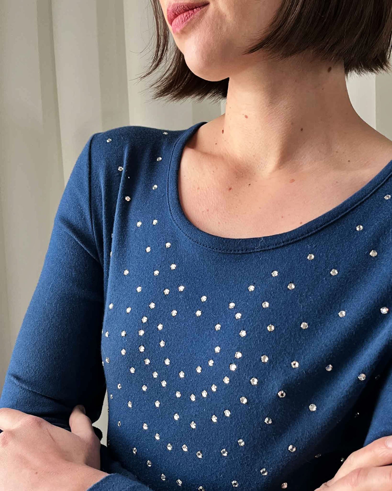 70s Rhinestone Studded Maxi Dress | S