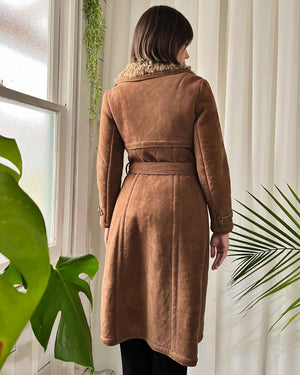 60s Belted Shearling Leather Coat
