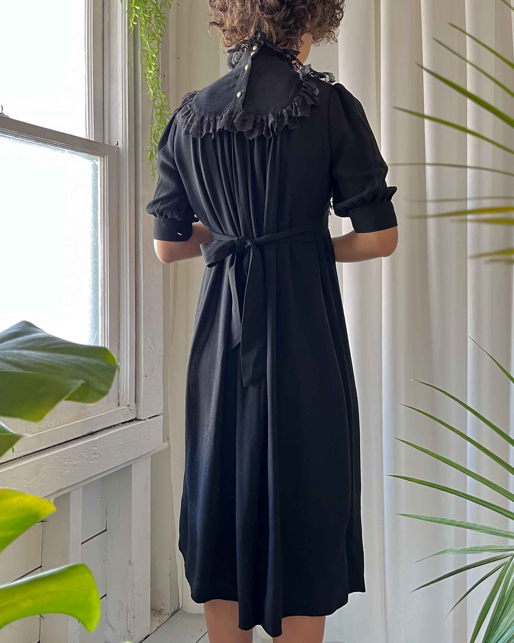 ossie clark black dress 70s Ossie Clark Black Crepe Dress