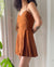 70s Suede Leather Halter Dress