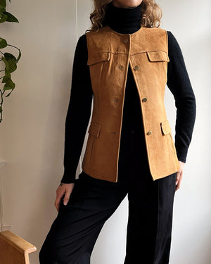 60s Tan Suede Vest | M