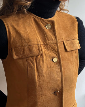 60s Tan Suede Vest | M