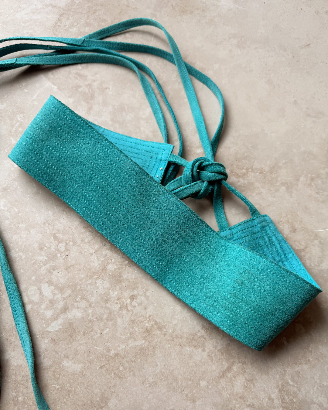80s Turquoise Suede Obi Wrap Belt