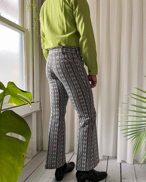 70s Black & White Patterned Pants