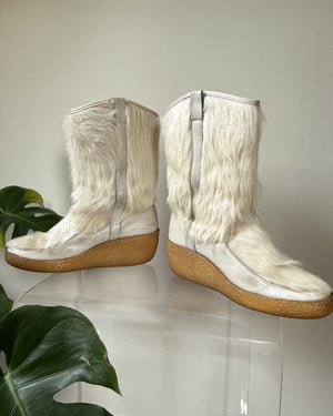 70s Furry Winter Apres Ski Boots | 8