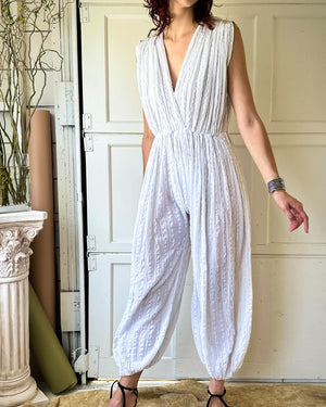 70s Greek Cotton Jumpsuit | M-XL