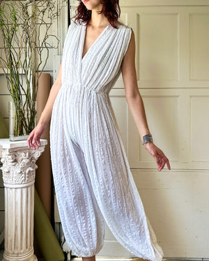 70s Greek Cotton Jumpsuit | M-XL