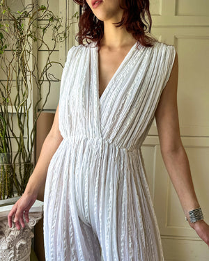 70s Greek Cotton Jumpsuit | M-XL
