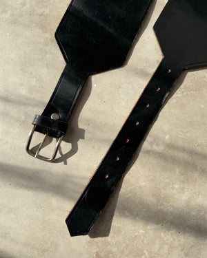 70s Wide Leather Chain Belt | M-L