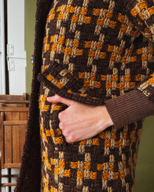 70s Chunky Woven Wool Coat | L