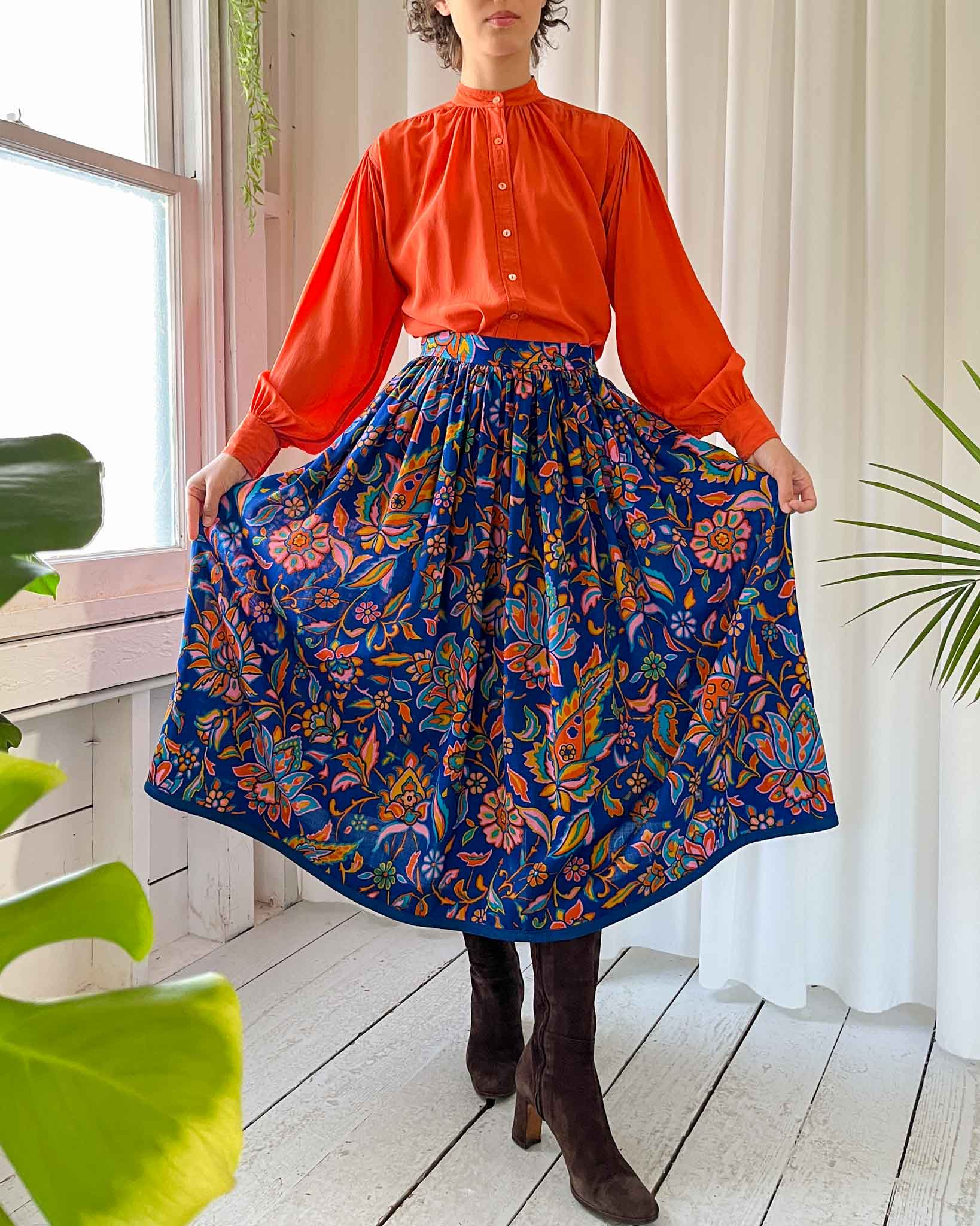70s Yves Saint Laurent Floral Skirt | S
