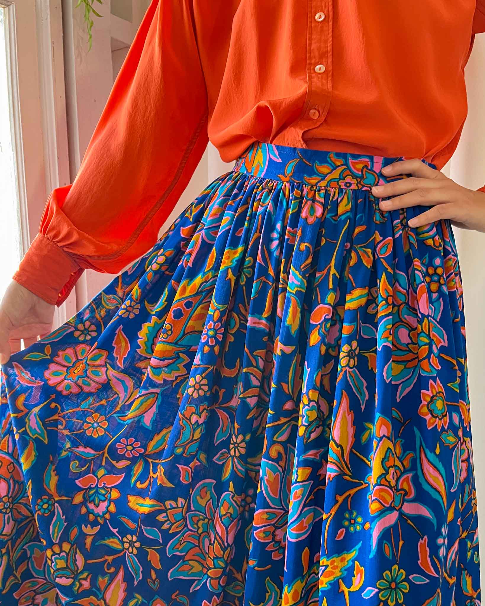 70s Yves Saint Laurent Floral Skirt | S
