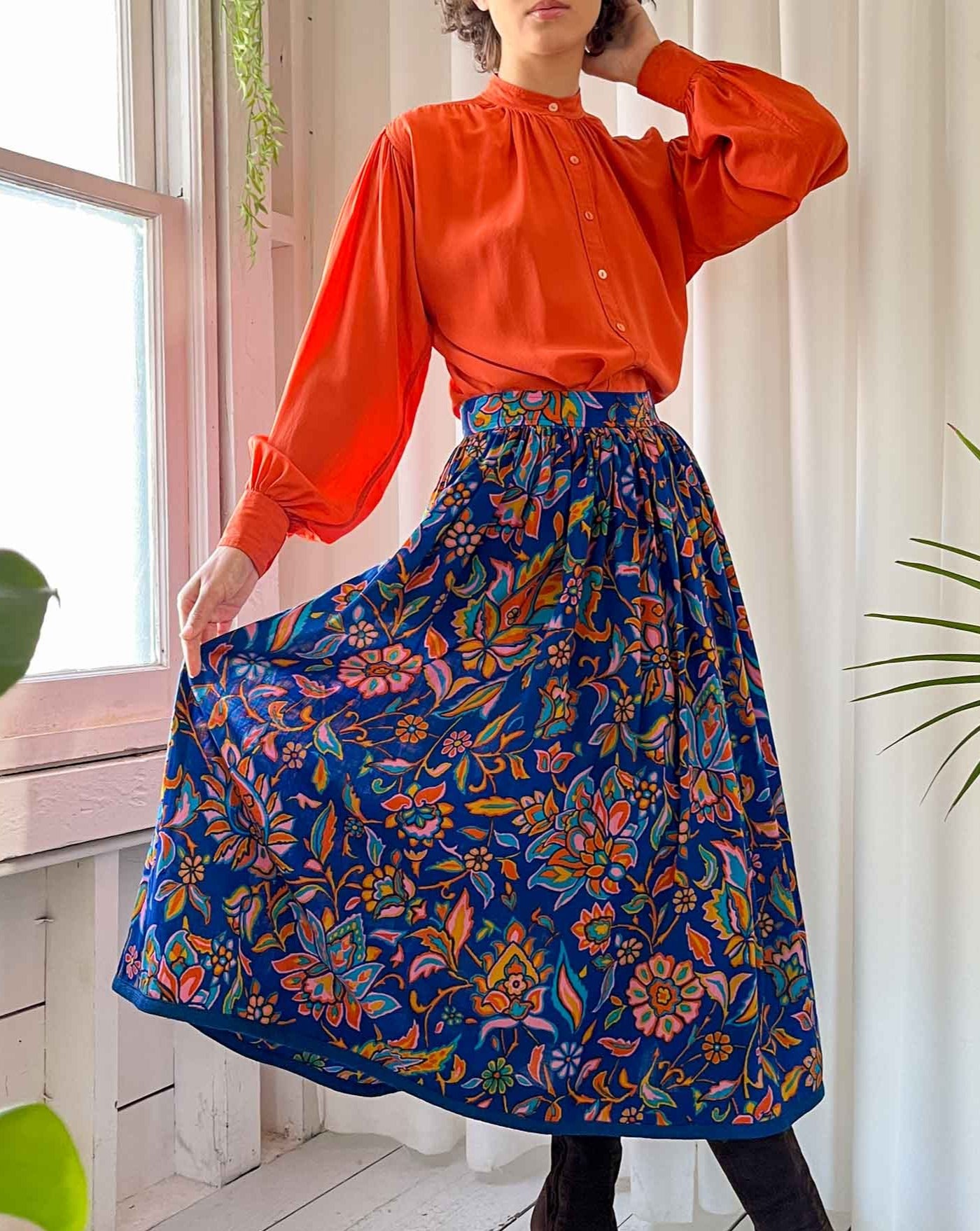 70s Yves Saint Laurent Floral Skirt | S - Lucky Vintage