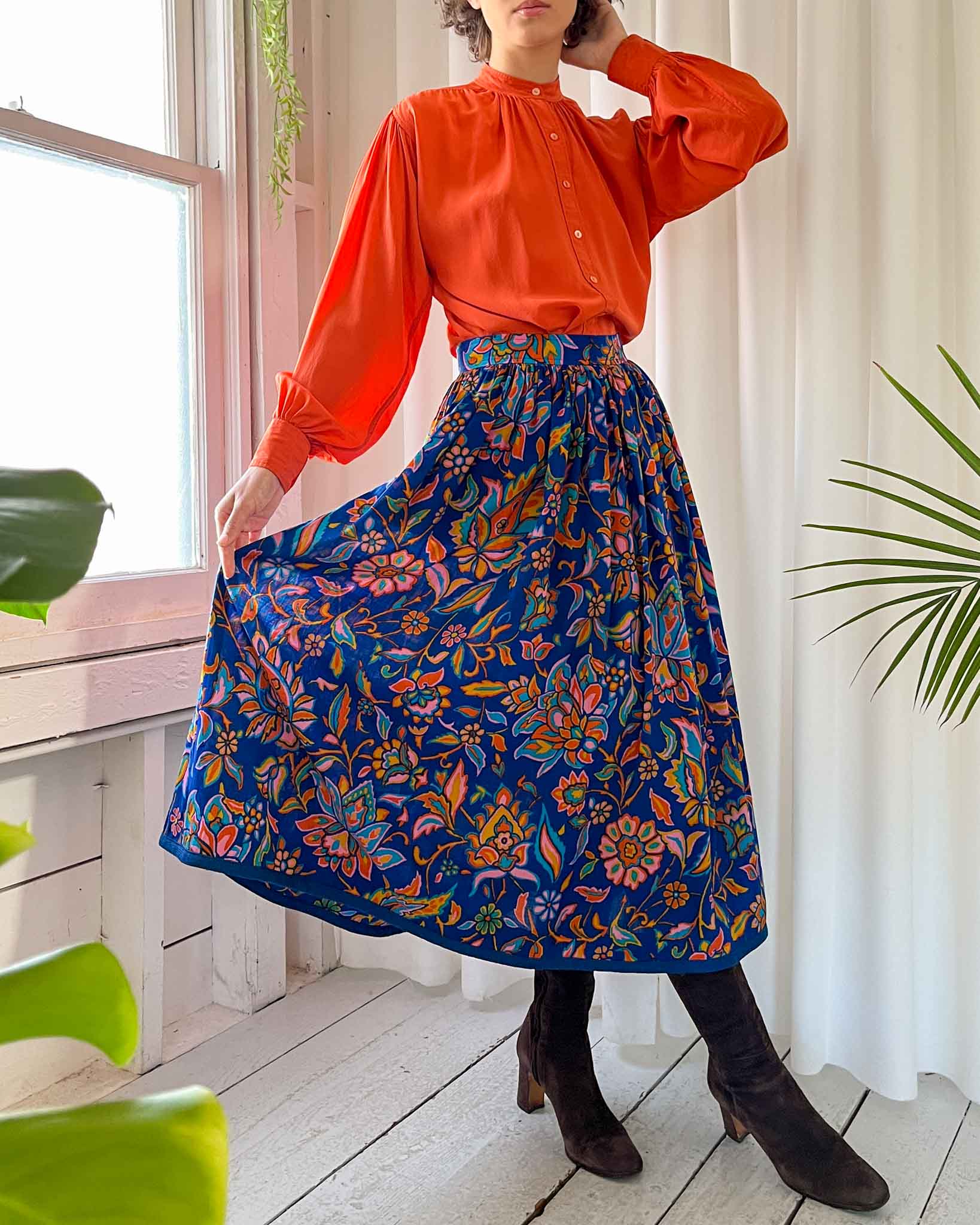 70s Yves Saint Laurent Floral Skirt - Lucky Vintage